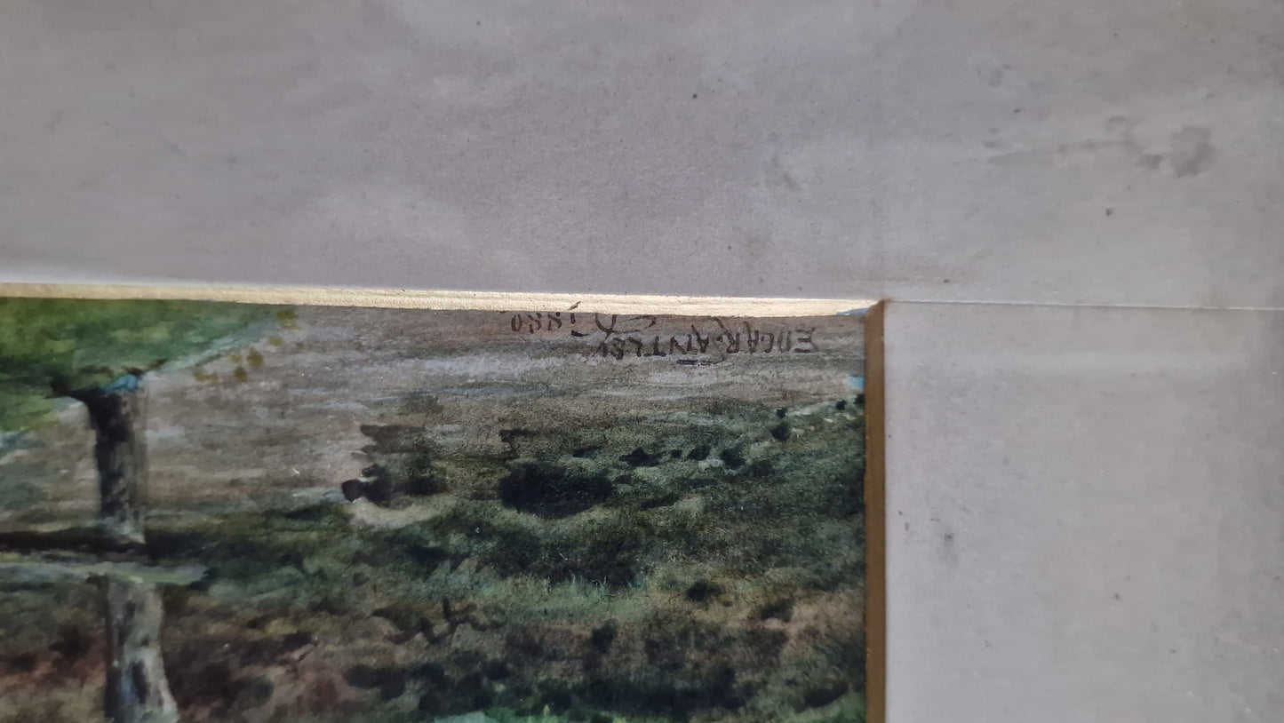 vintage watercolour Edgar Antley  1880 Fishing scene Superb!