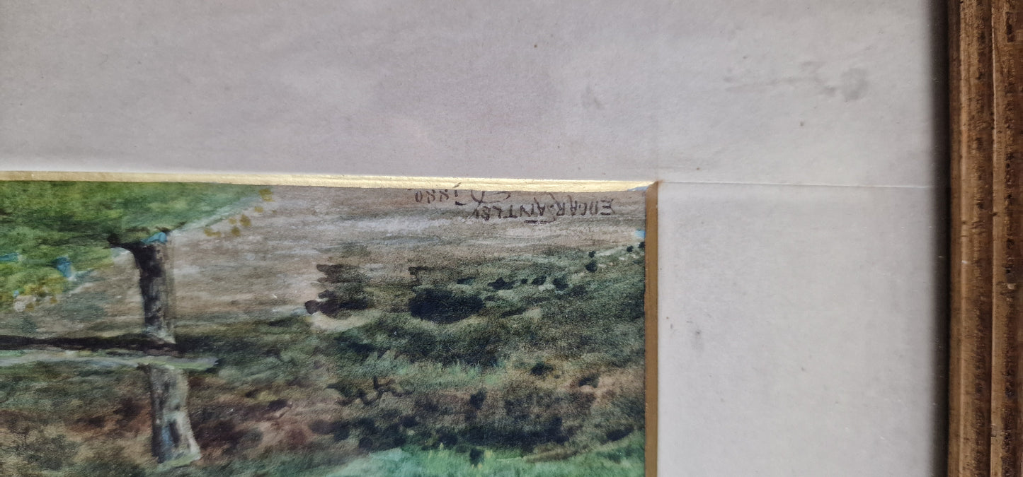 vintage watercolour Edgar Antley  1880 Fishing scene Superb!