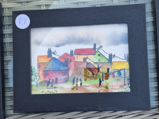 Small framed watercolour original Houses